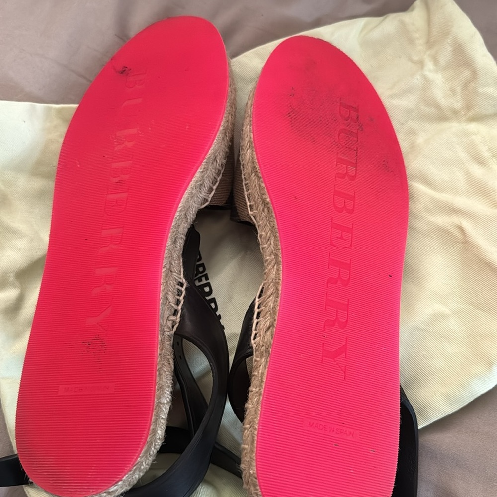 NIB Burberry Ladies Size 9 Abbin Pink Checkered Espadrille Sandals w/ Pop Racker - Picture 8 of 10